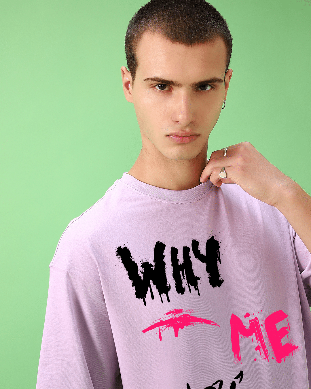 Why me Baby Lavender Oversized Tshirt