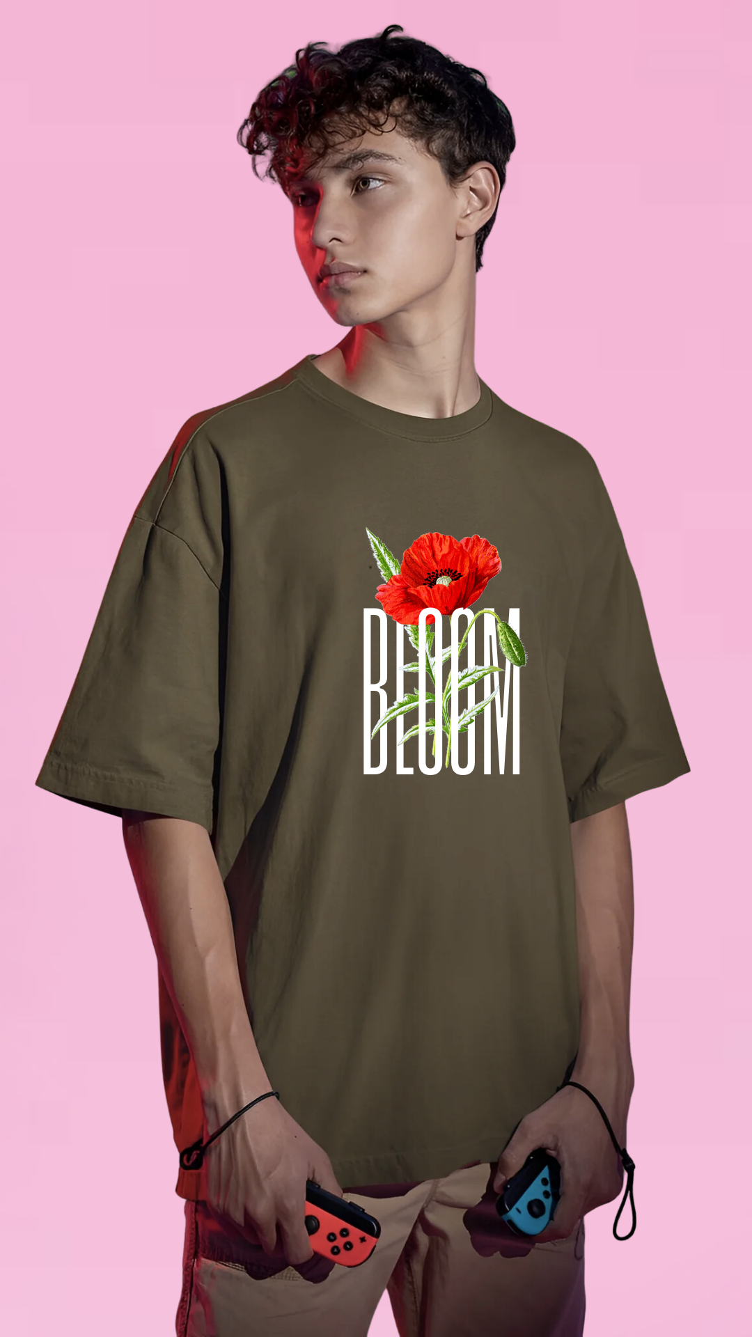 Bloom Olive Oversized Tshirt