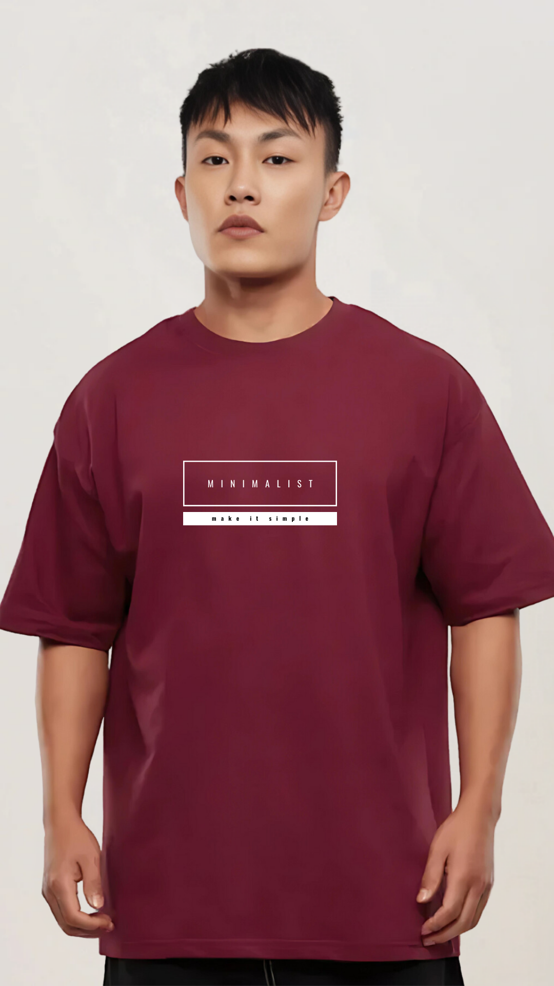 Minimalist Maroon Oversized Tshirt