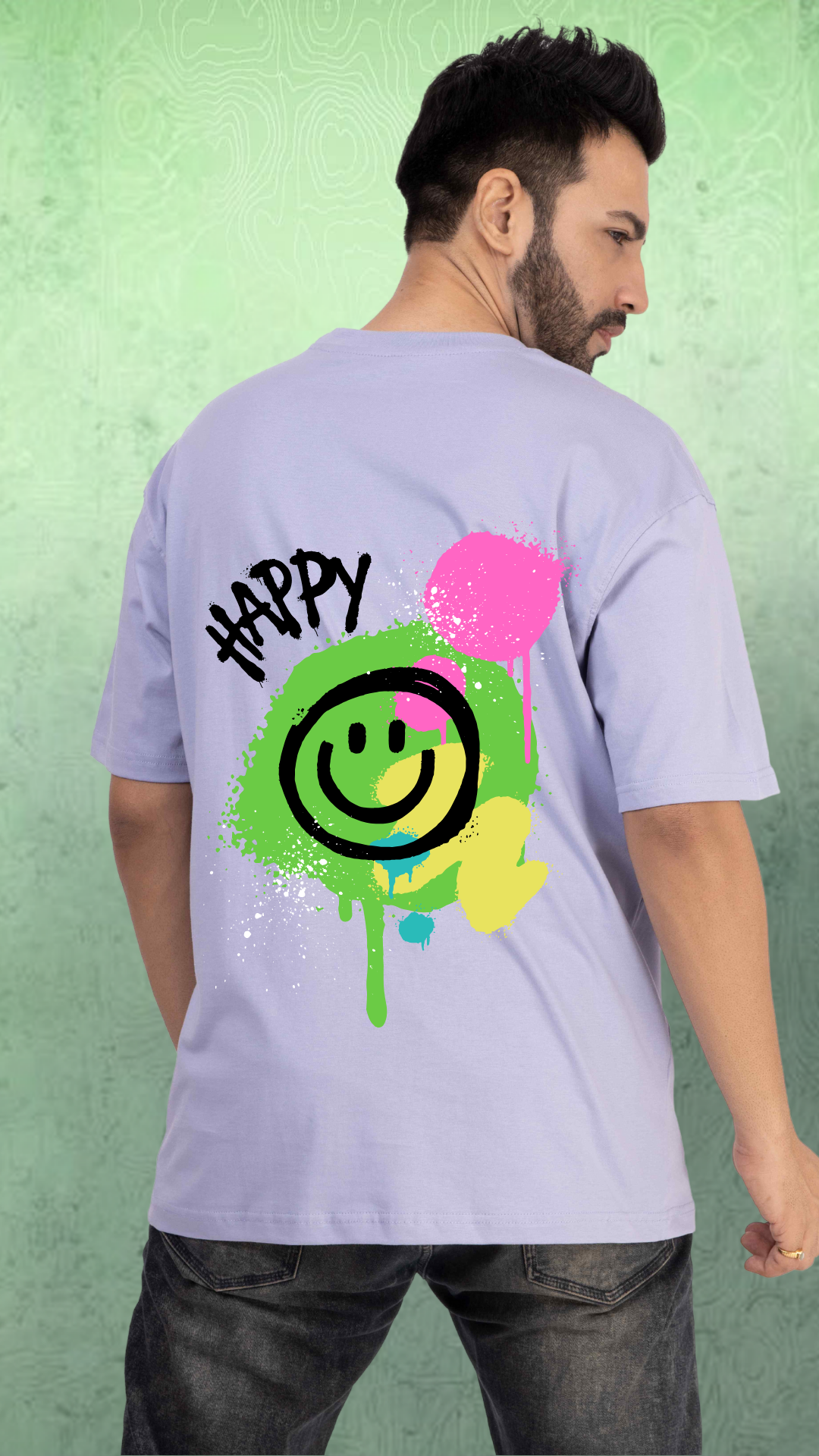 Happy Smile Atlantic Blue Oversized Tshirt