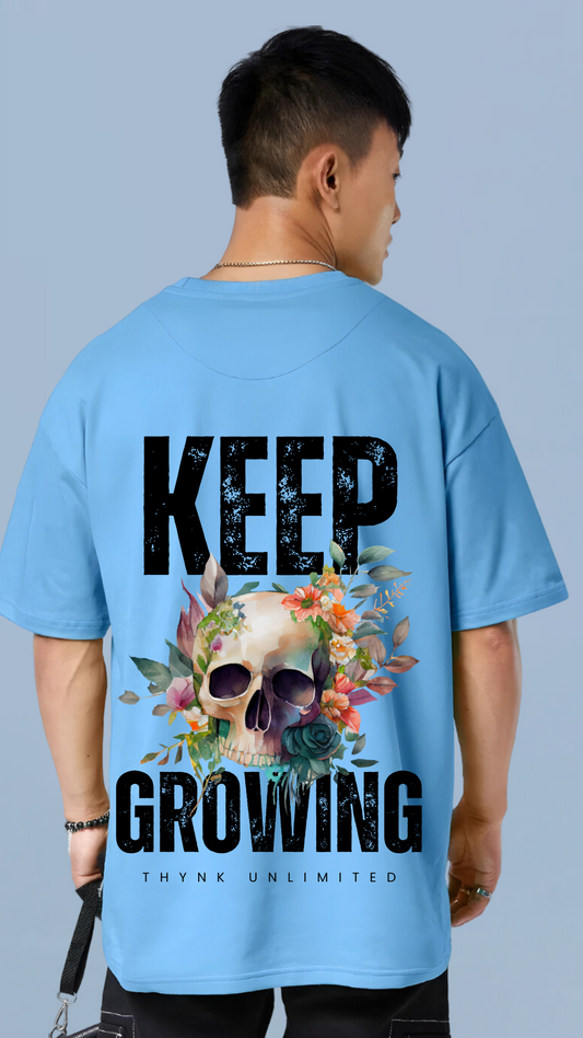 Keep Growing Sky Blue Oversized Tshirt