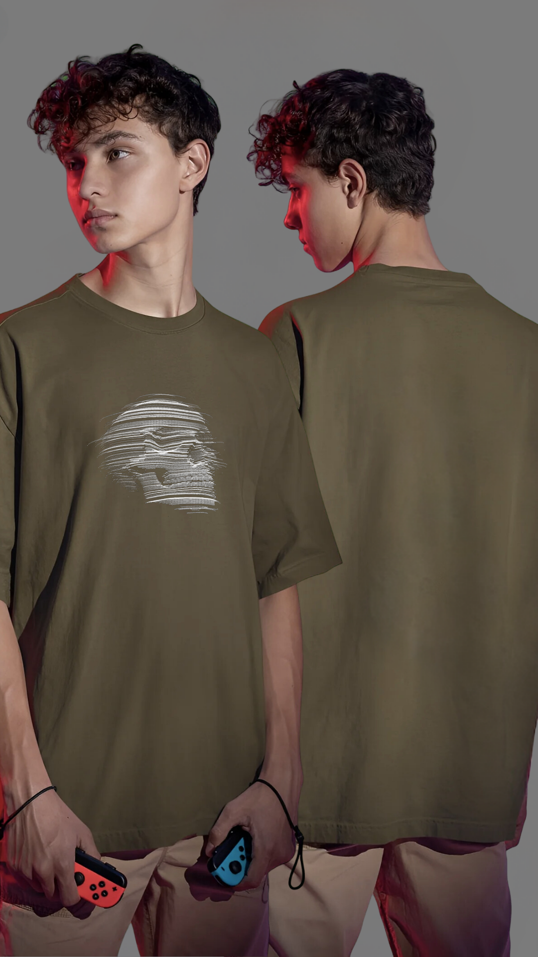 Skull Olive Oversized Tshirt