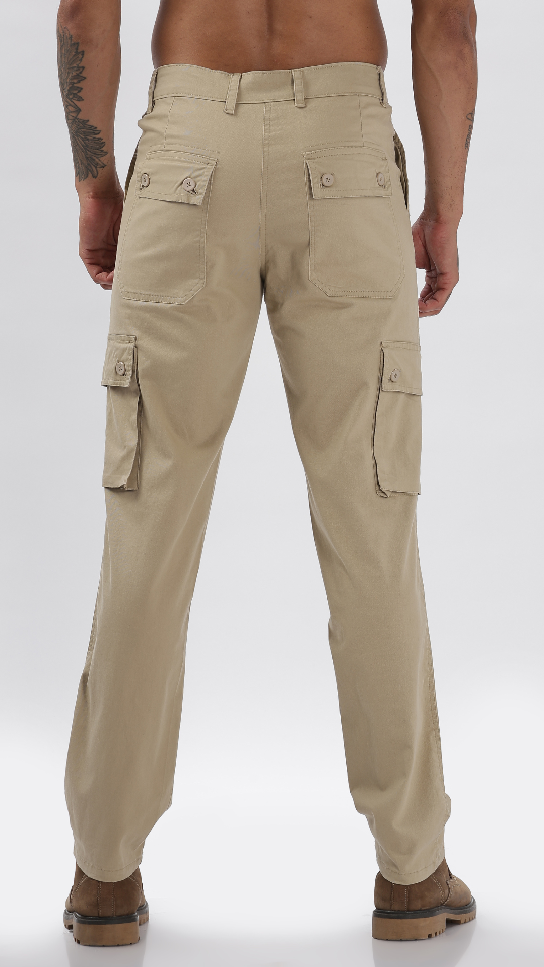 Beige Straight Fit Cargo Pant