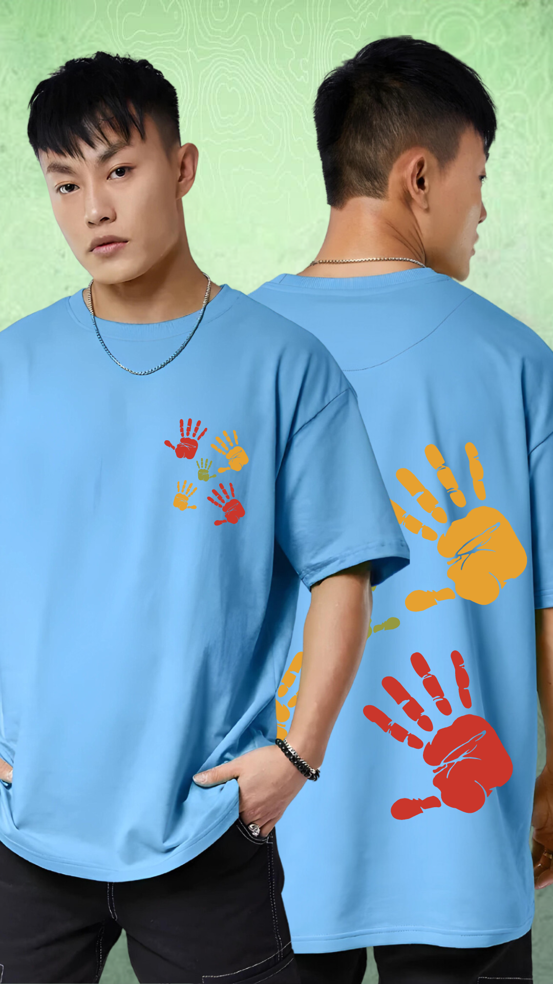 Hands Sky Blue Oversized Tshirt