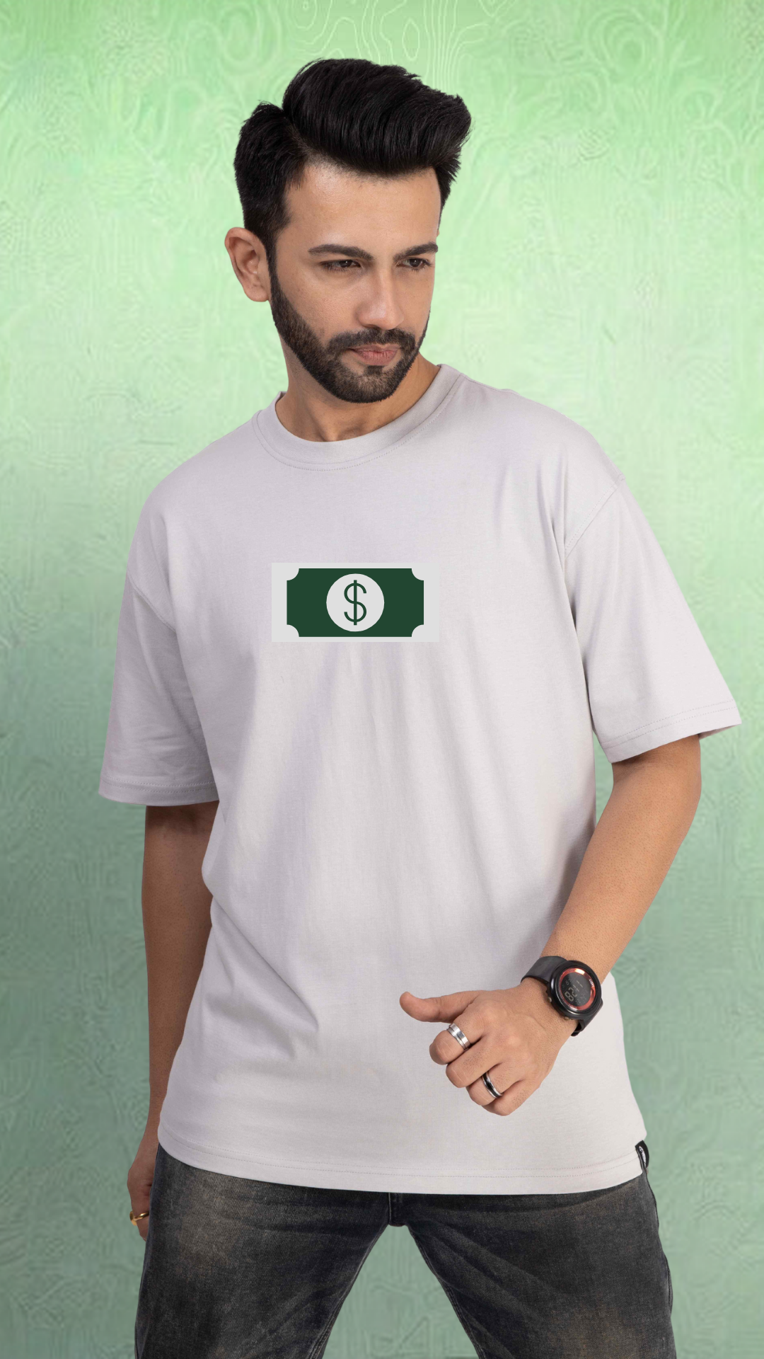 Time Is Money Ash Oversized Tshirt