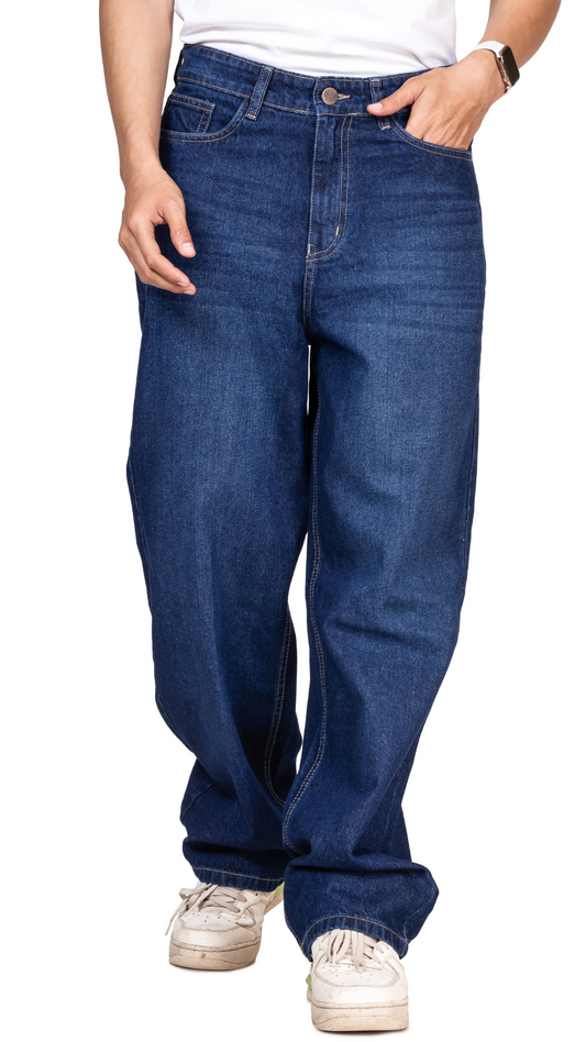 CLASSIC DENIM BLUE BAGGY FIT JEANS