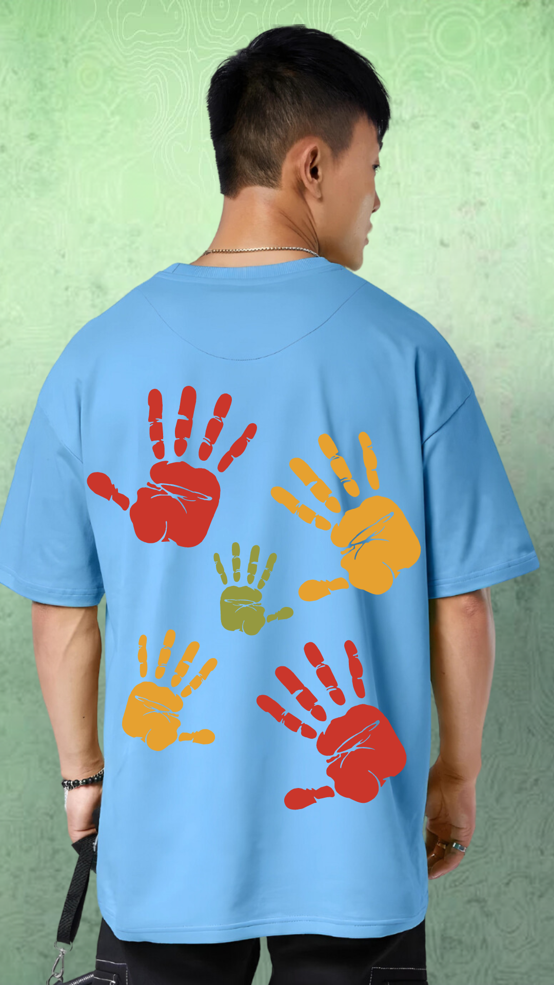 Hands Sky Blue Oversized Tshirt