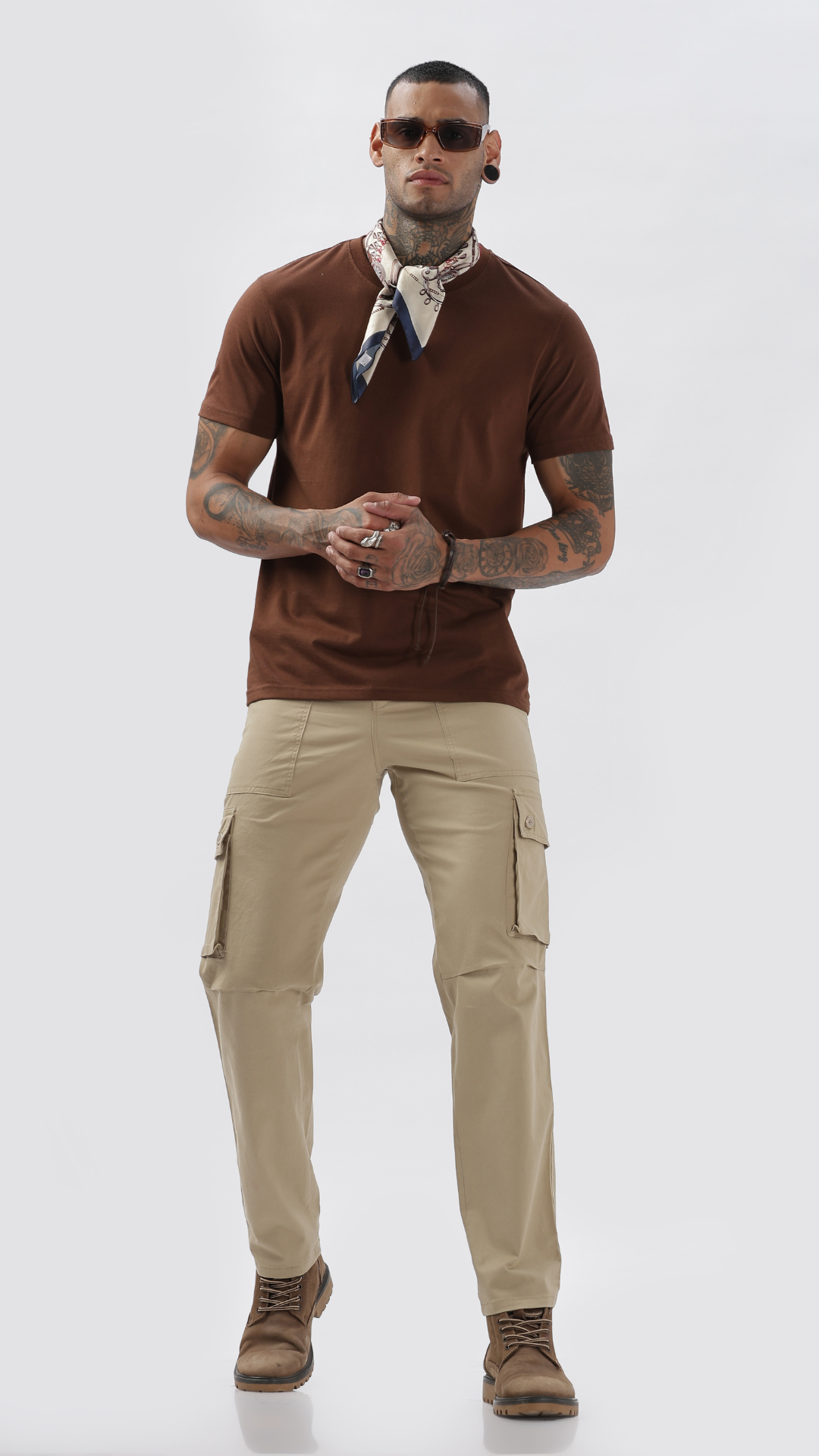 Beige Straight Fit Cargo Pant