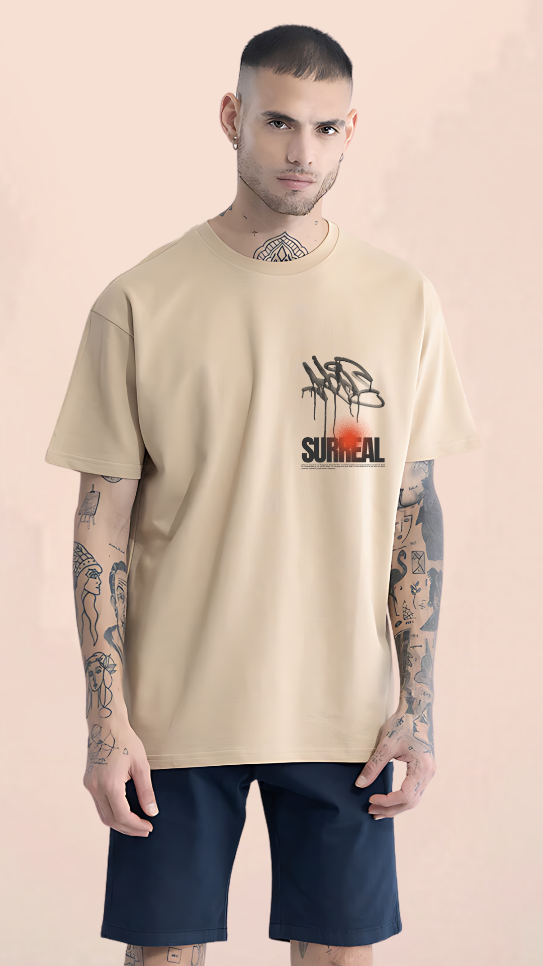 Surreal Beige Oversized Tshirt