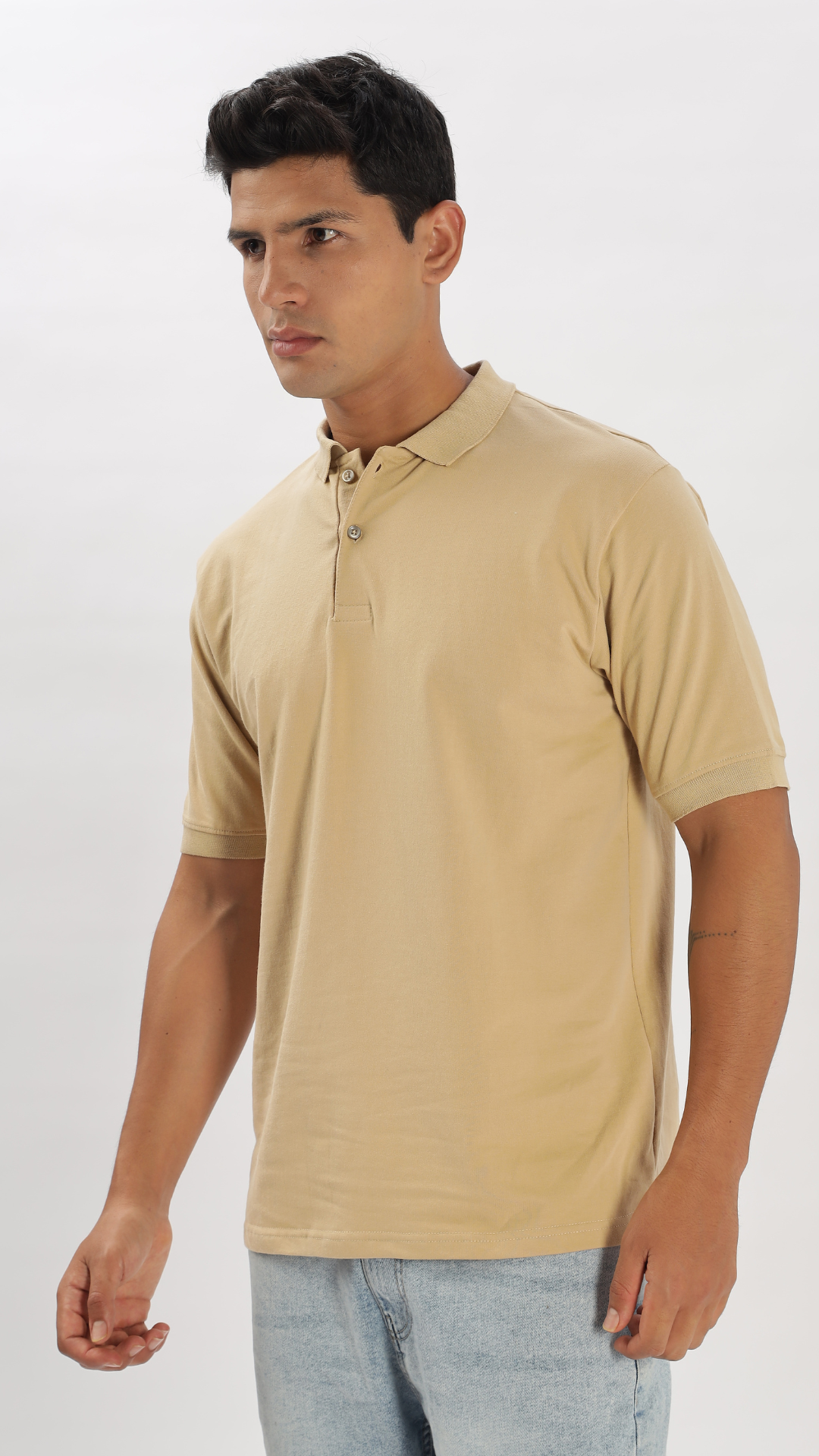 Beige Oversized Polo Tshirt