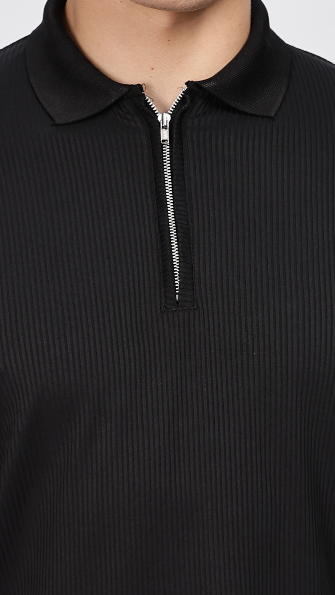 Black Zipper Polo T-shirt