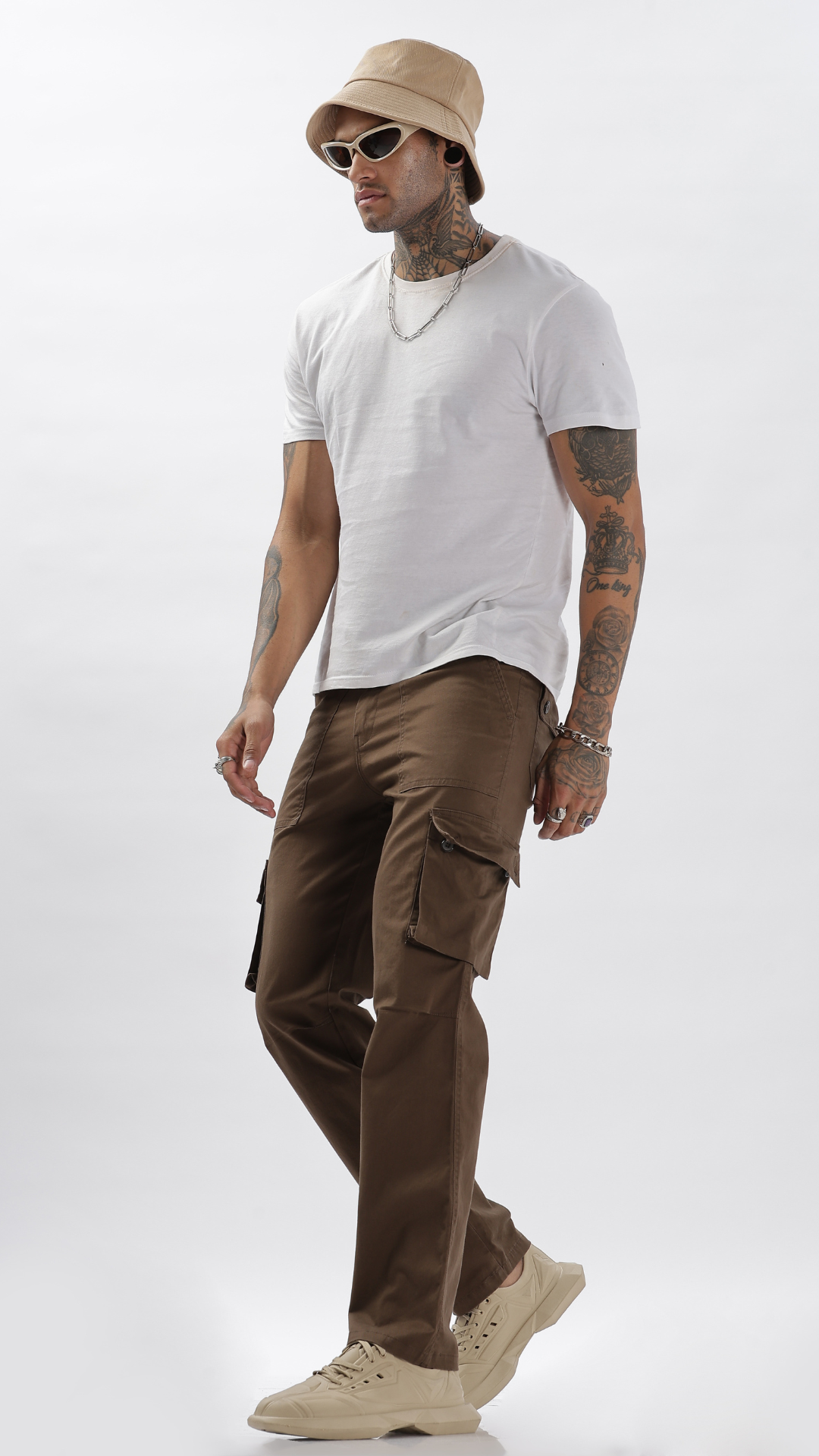 Brown Straight Fit Cargo Pant