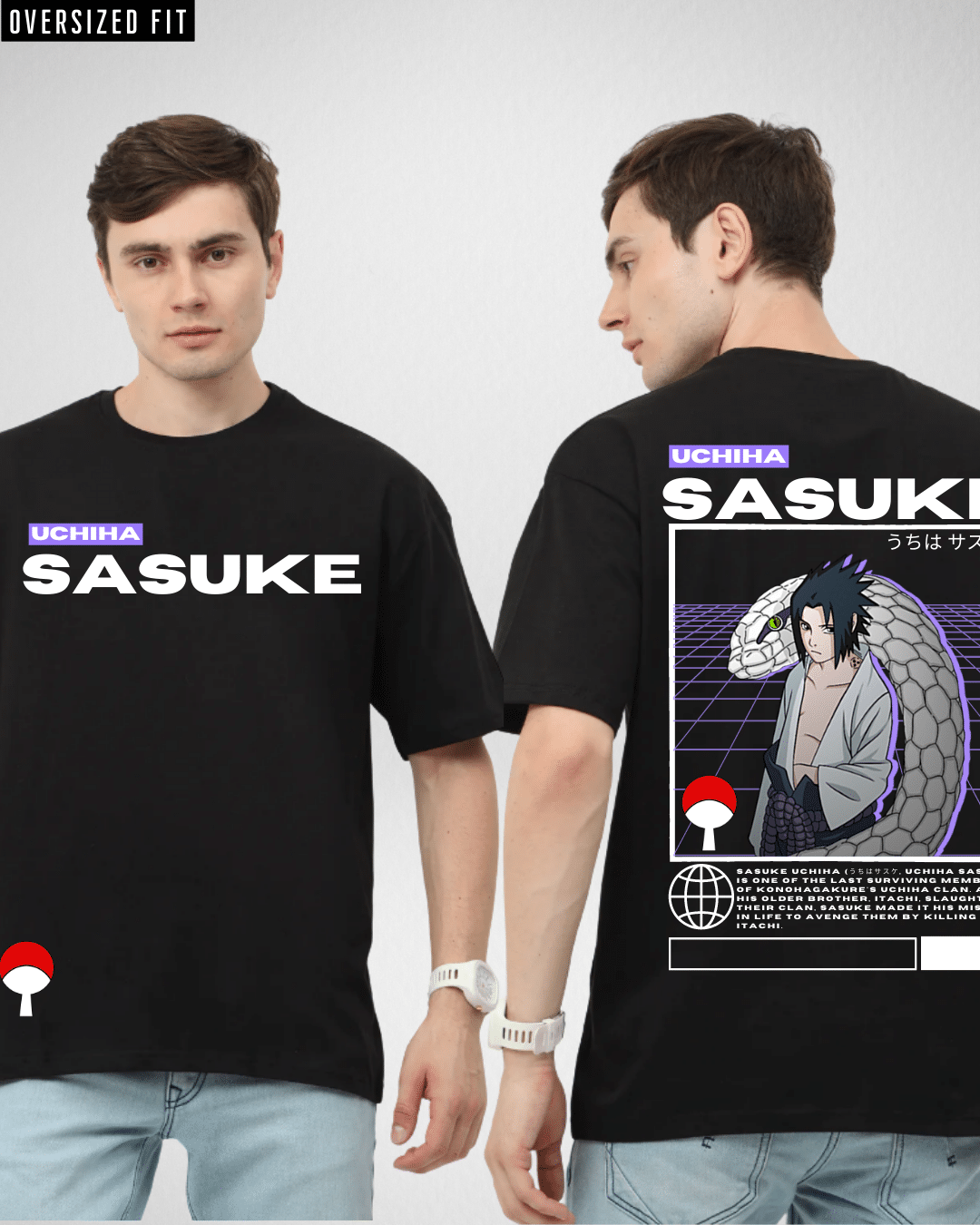 Uchiha Sasuke Black Oversized Tshirt