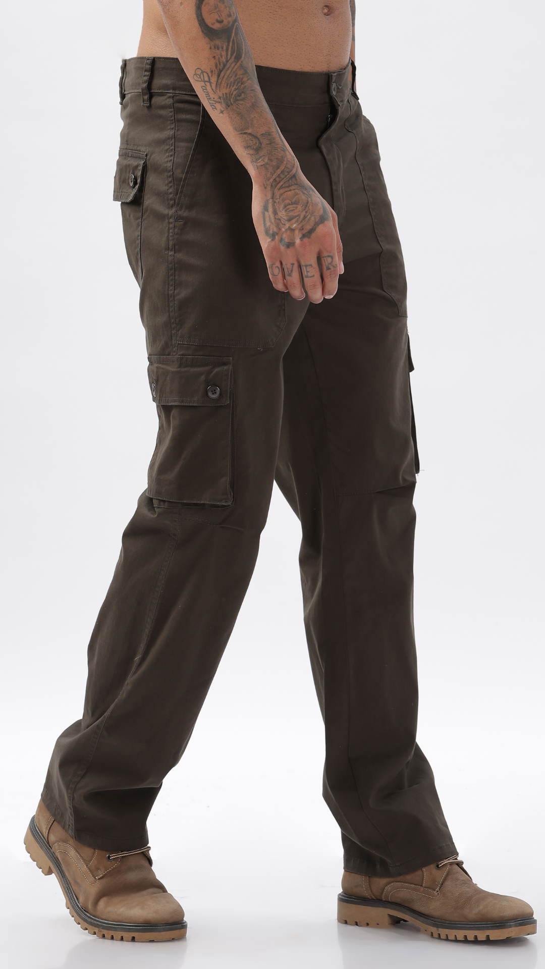 Dark Olive Straight Fit Cargo Pant