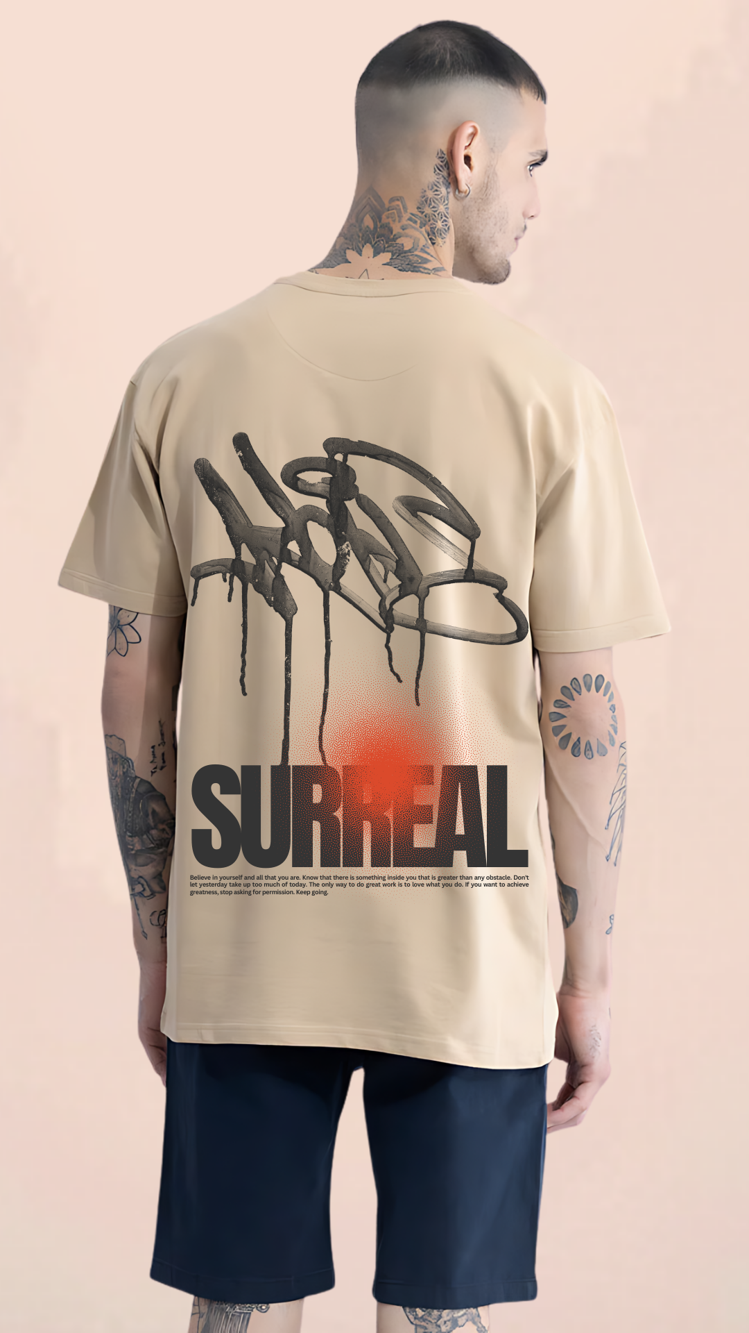 Surreal Beige Oversized Tshirt