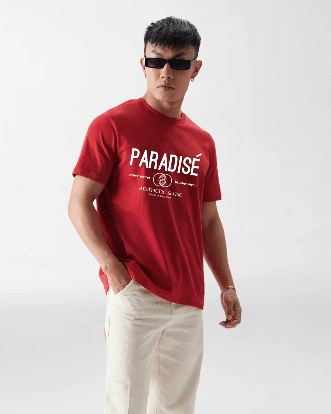 Paradise Red Round Neck Tshirt