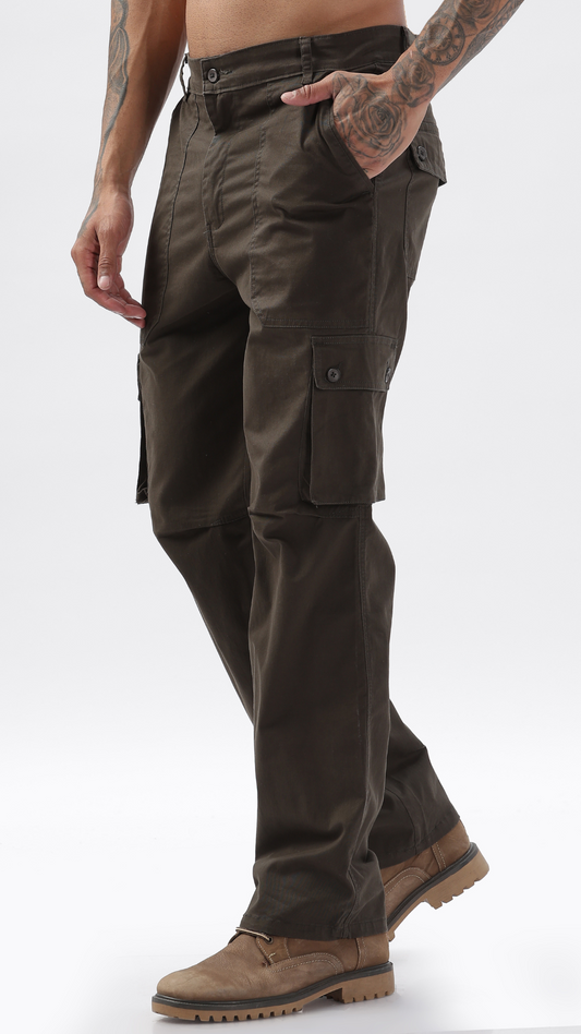 Dark Olive Straight Fit Cargo Pant