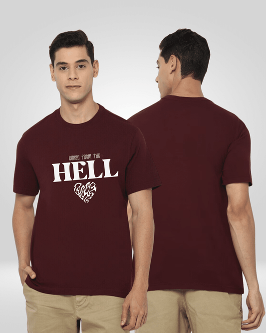 Hell Burgundy Round Neck Tshirt