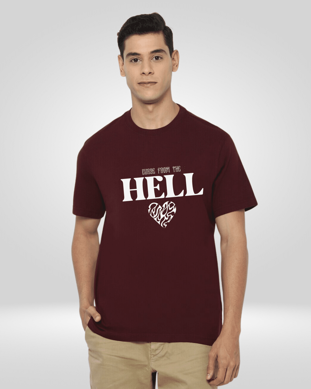 Hell Burgundy Round Neck Tshirt