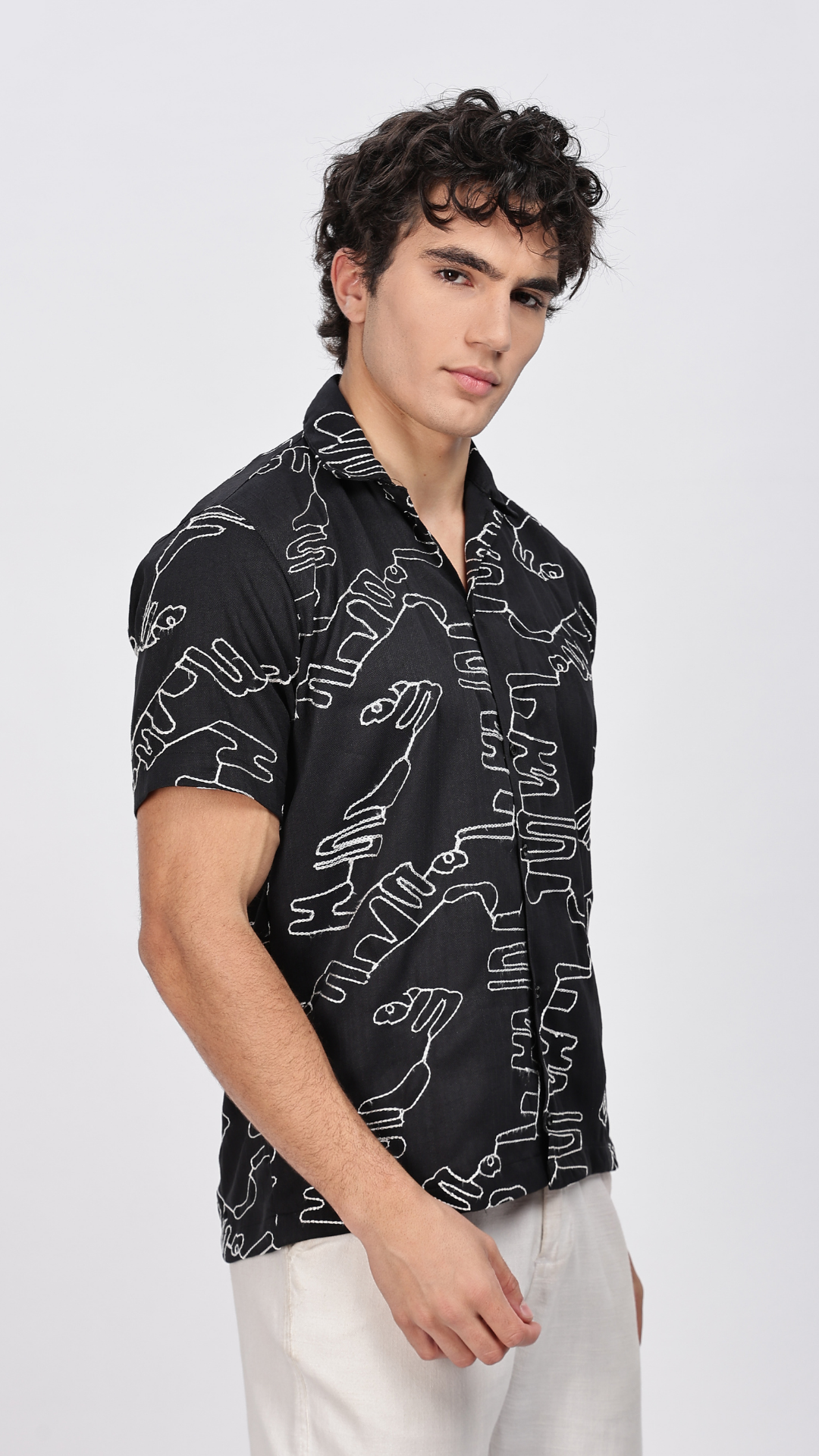 Black Line Embroidery Shirt