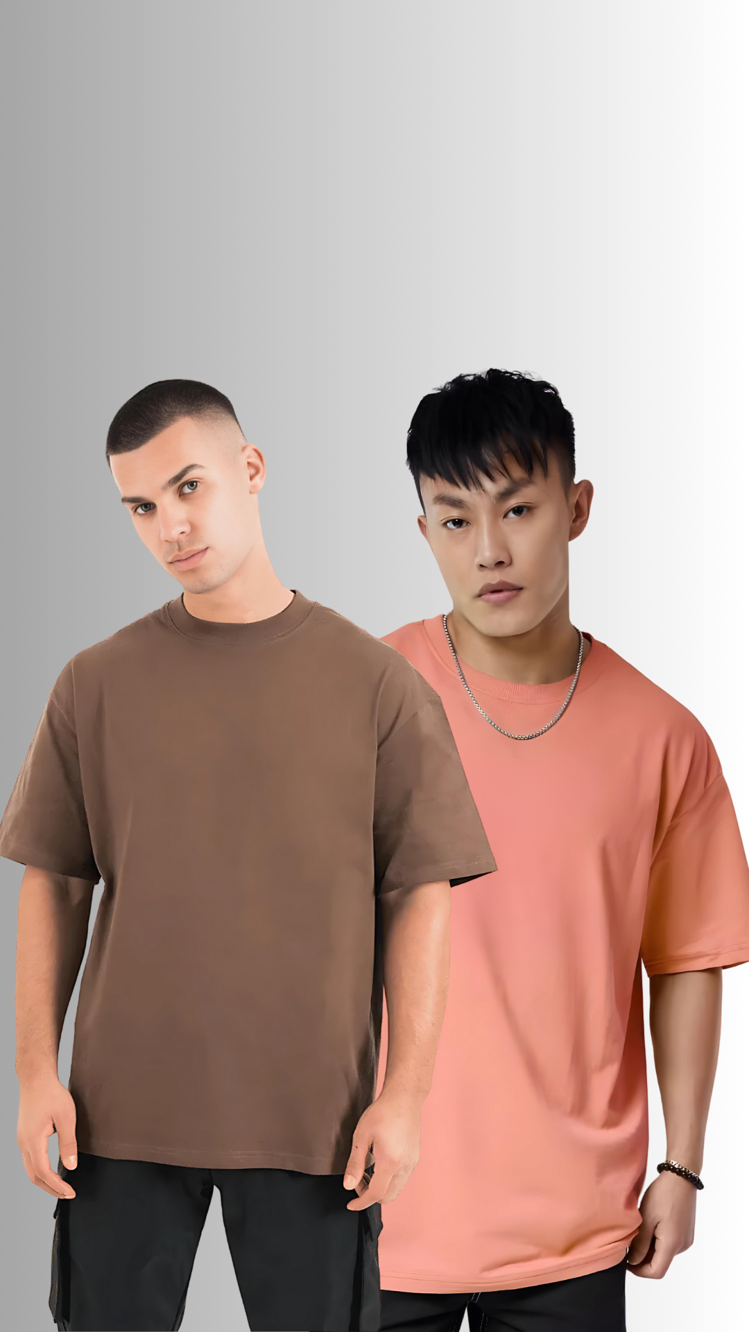Pack Of 2 Oversized Tshirt Brown And Salmon Pink