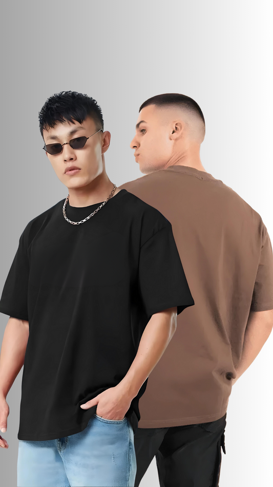 Pack Of 2 Oversized Tees Black And Brown