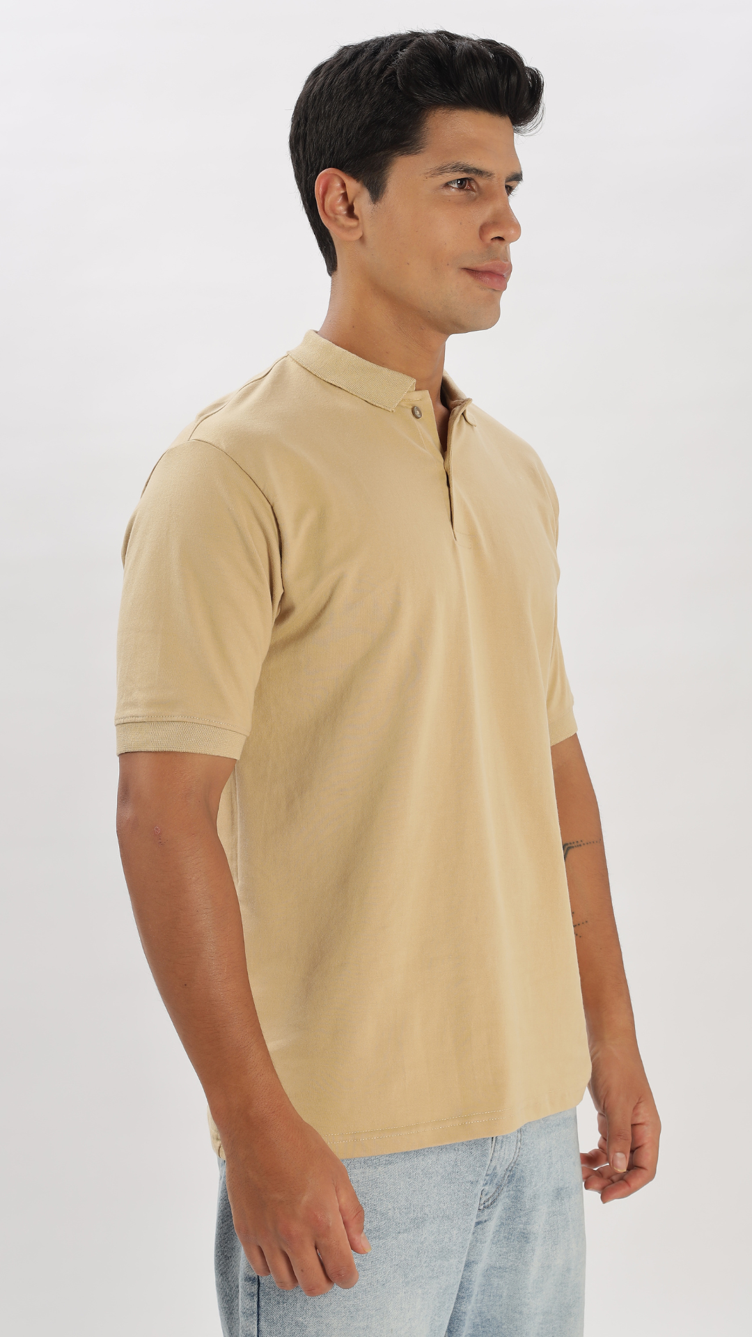 Beige Oversized Polo Tshirt