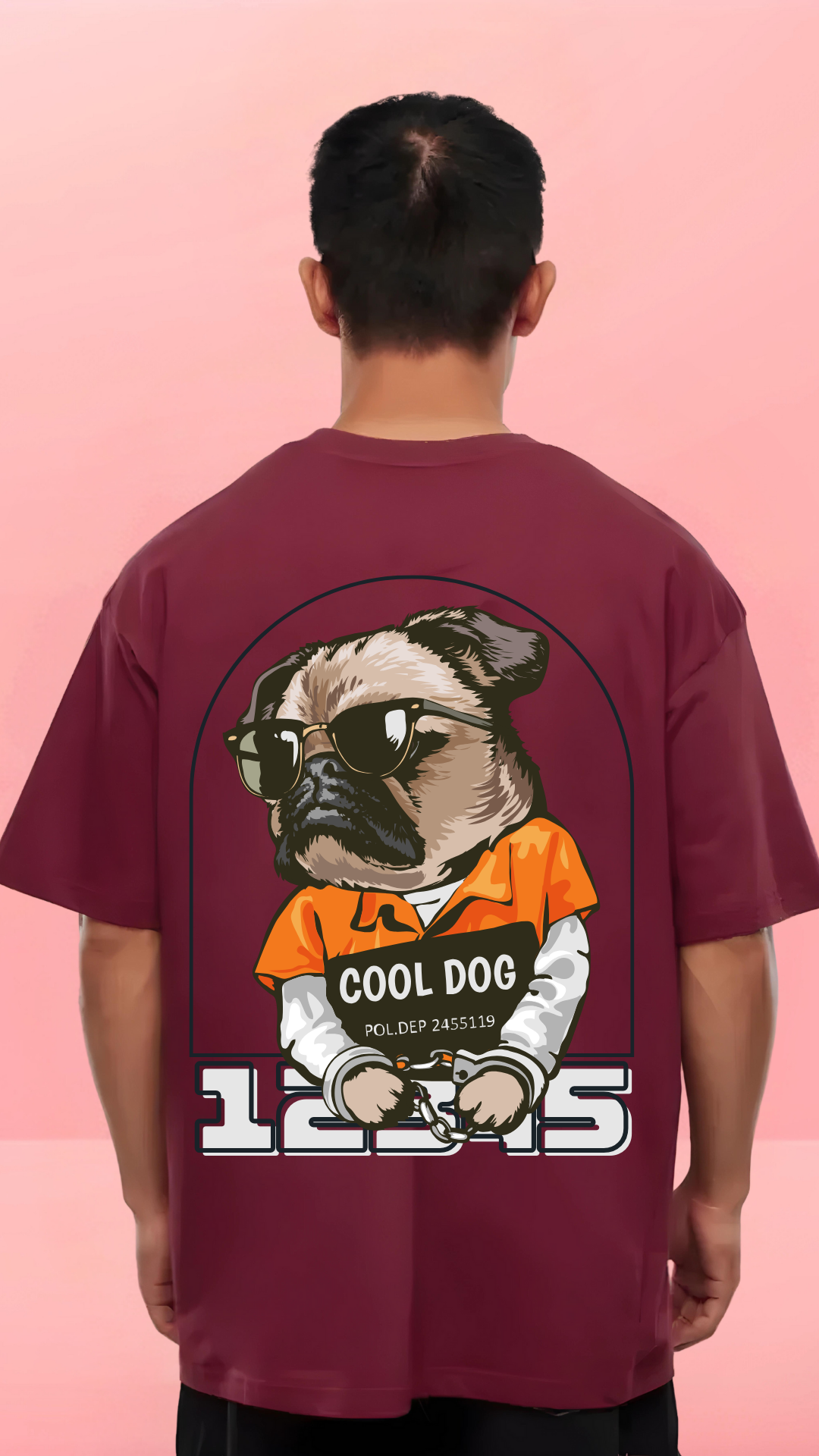 Cool Dog Maroon Oversized Tshirt