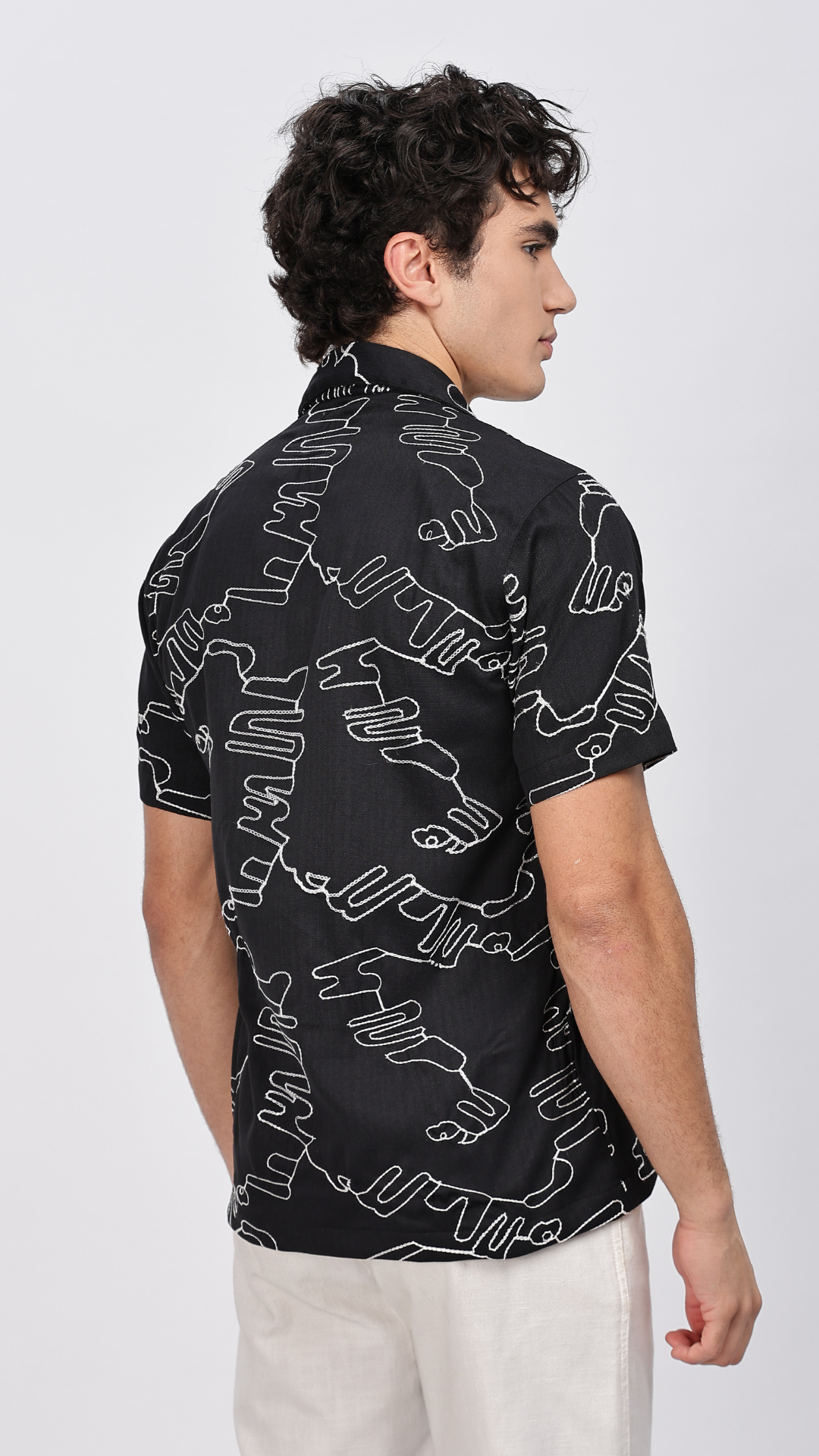 Black Line Embroidery Shirt