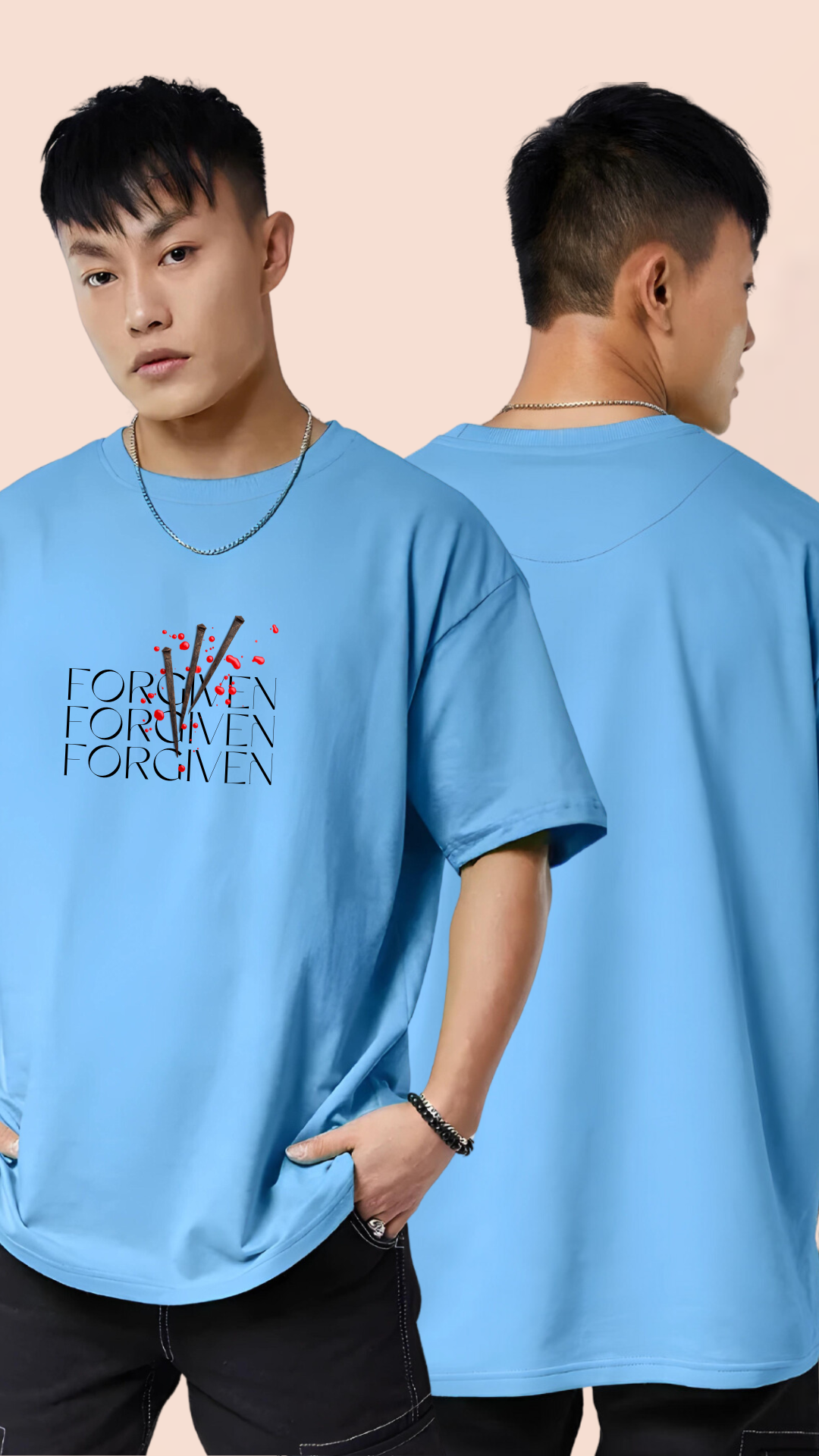 Forgiven Sky Blue Oversized Tshirt