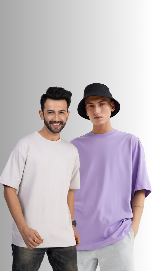 Pack Of 2 Oversized Tshirt Ash And Lavender