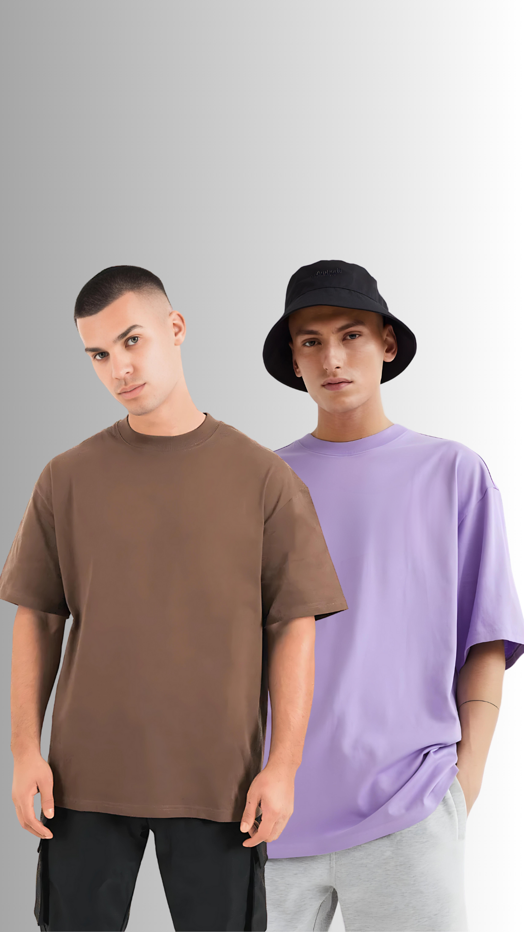 Pack Of 2 Oversized Tshirt Brown And Lavender
