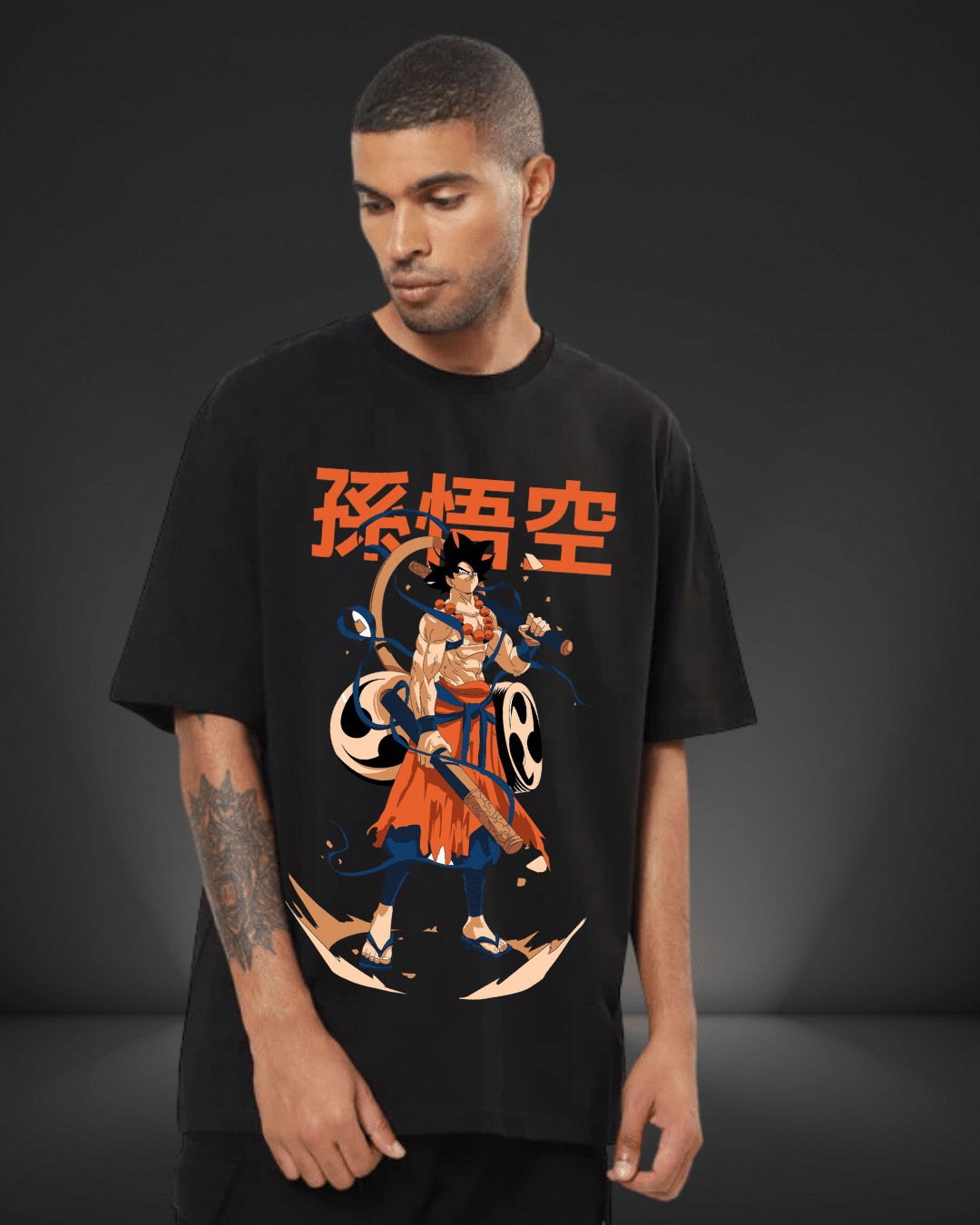 Goku Front Black Oversized Tshirt