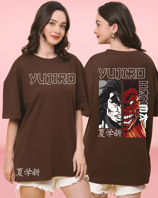 yujiro Hanma women's Dark Brown Oversized Tshirt
