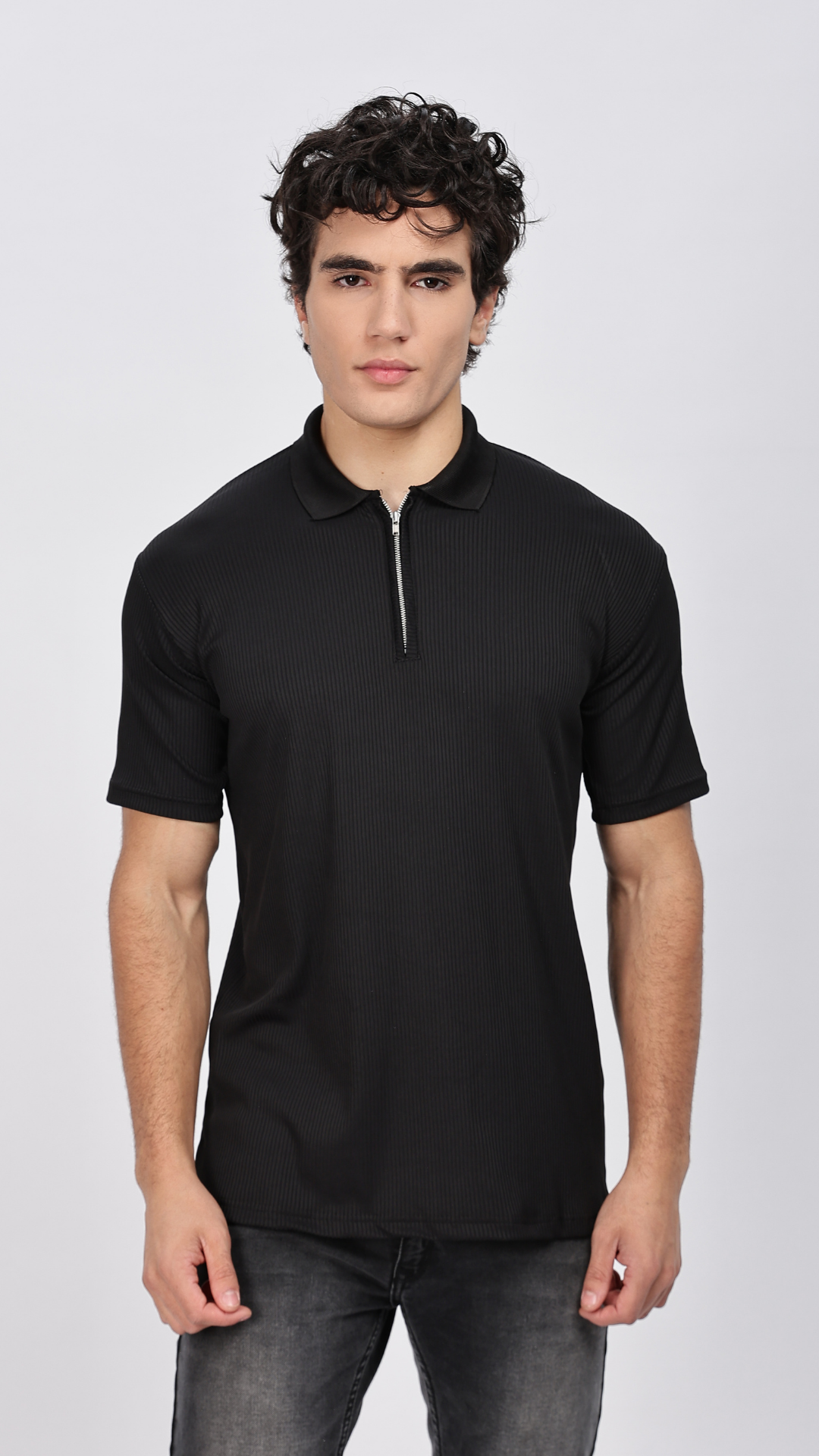 Black Zipper Polo T-shirt