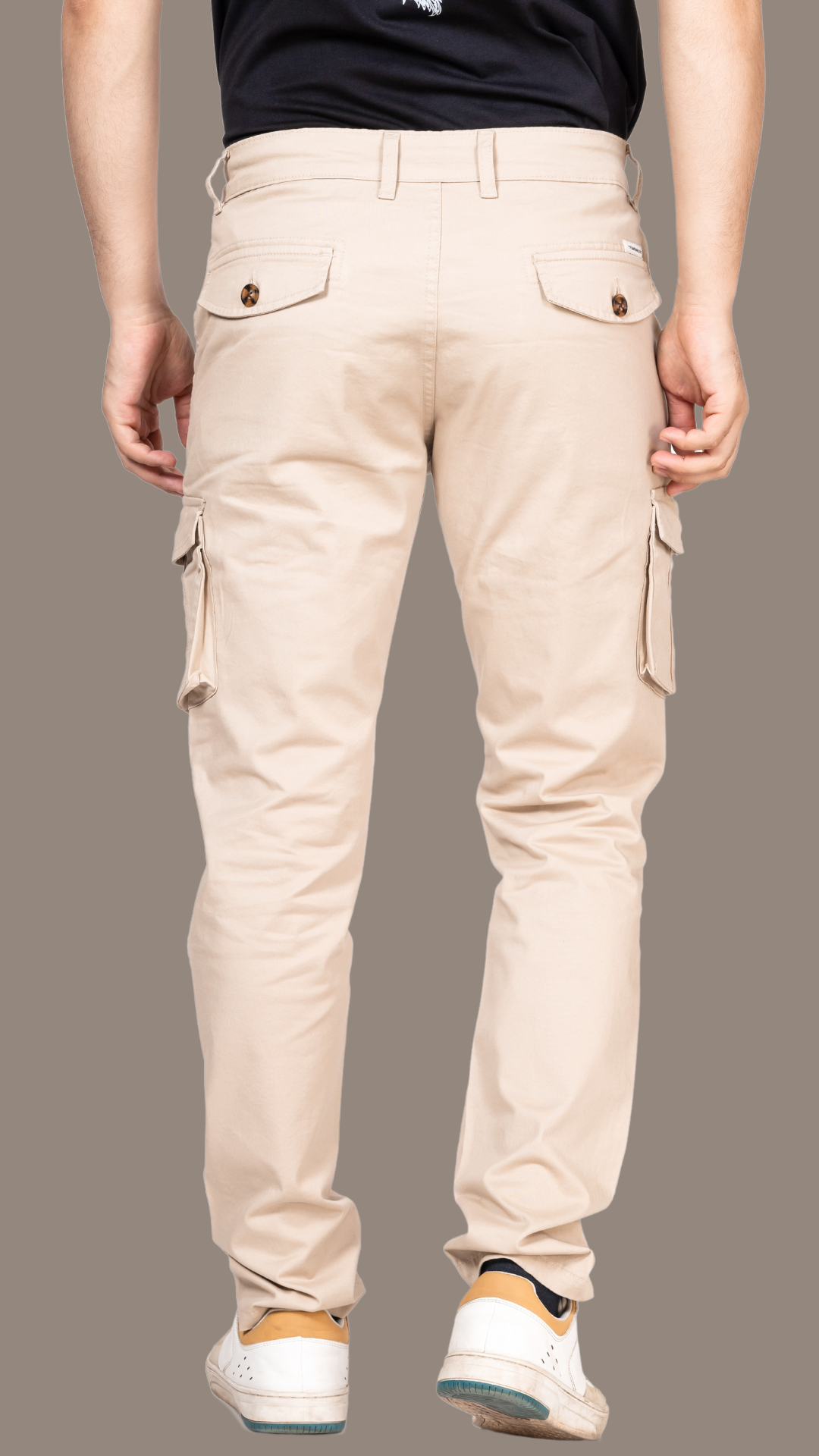 Beige Cotton Cargo Pant