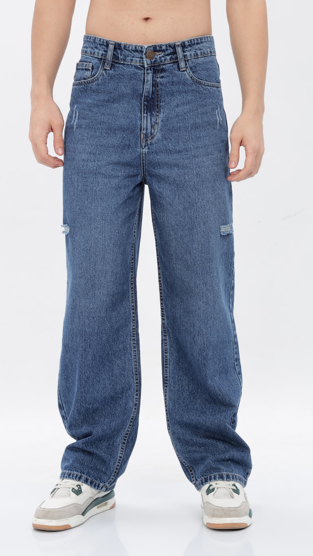 CLASSIC NALIED BLUE BAGGY FIT JEANS