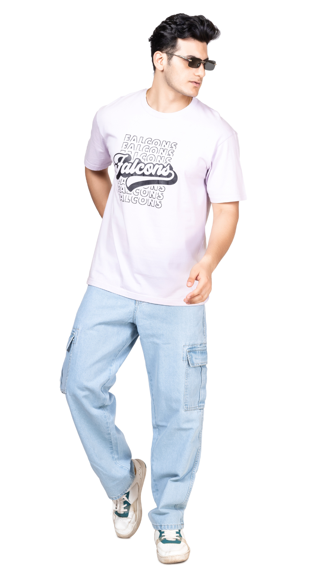 ICE BLUE CARGO BAGGY FIT JEANS