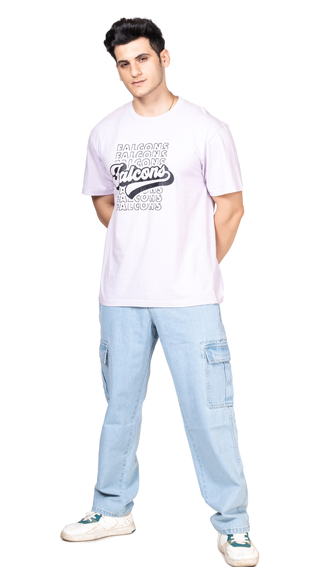 ICE BLUE CARGO BAGGY FIT JEANS