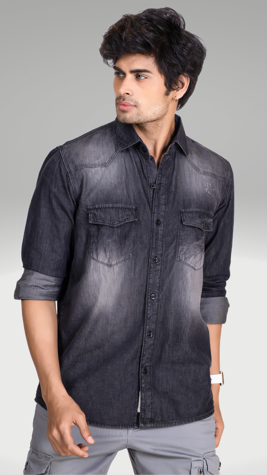 Classic Black Denim Shirt
