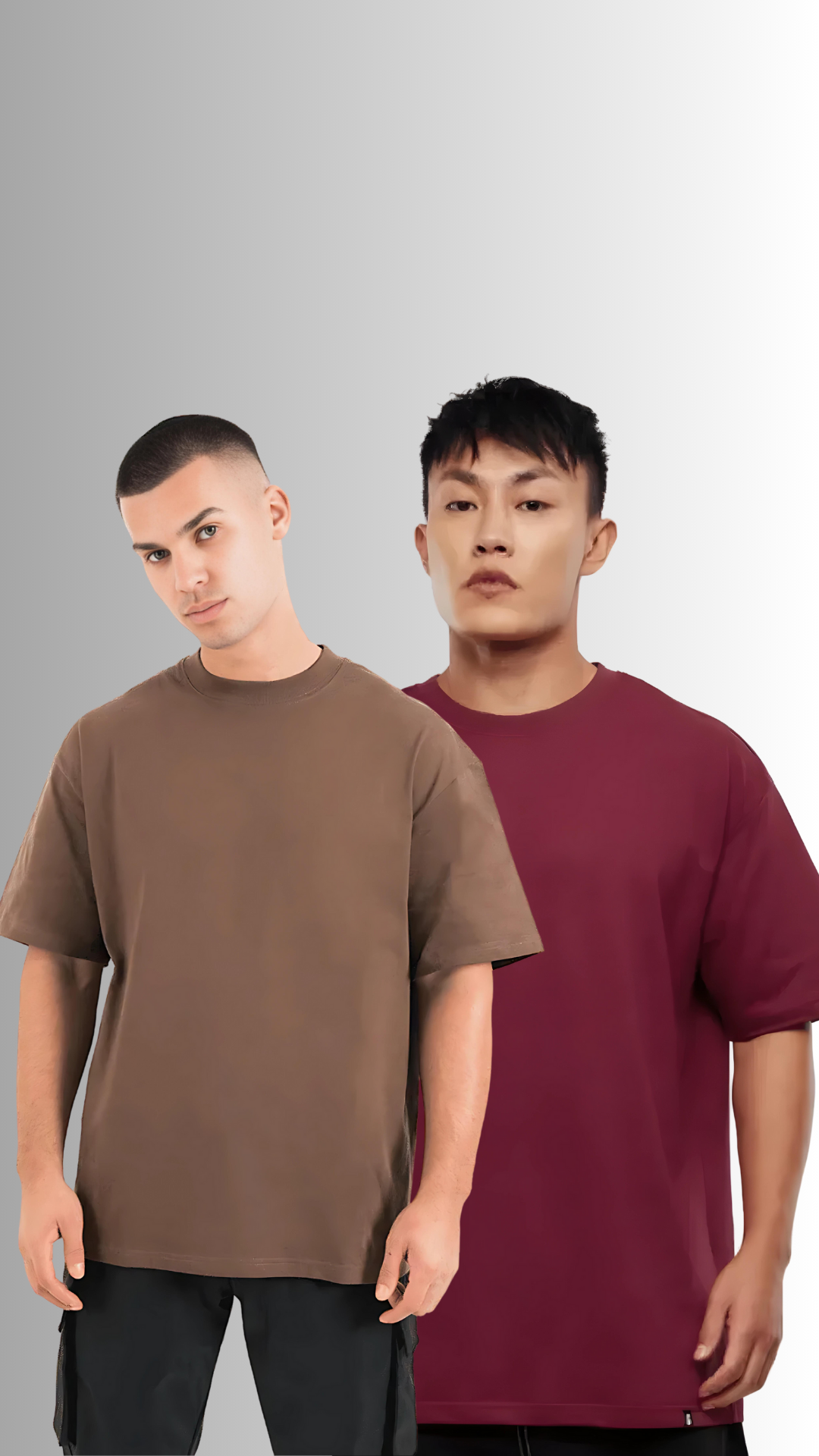 Pack Of 2 Oversized Tshirt Brown And Maroon