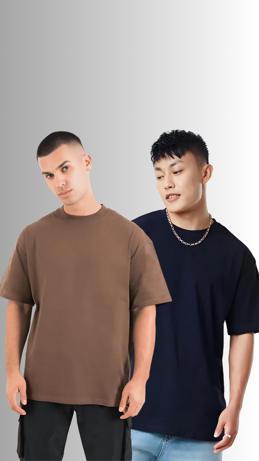 Pack Of 2 Oversized Tshirt Brown And Navy Blue