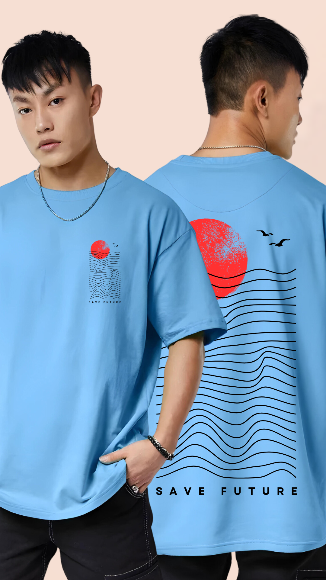 Future Sky Blue Oversized Tshirt