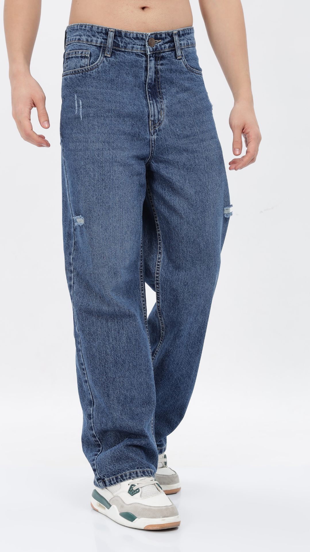 CLASSIC NALIED BLUE BAGGY FIT JEANS