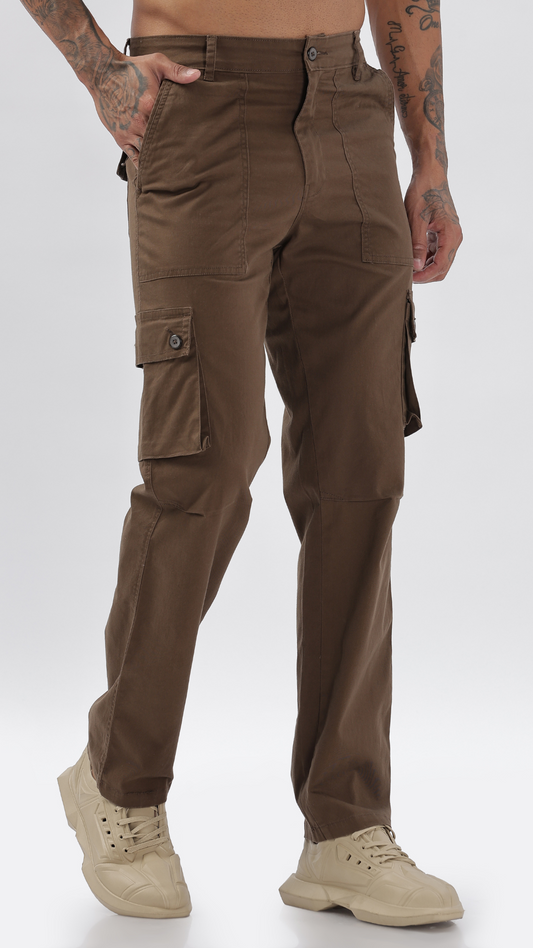 Brown Straight Fit Cargo Pant