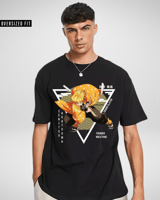 Zenitsu Triangle Black Overized Tshirt