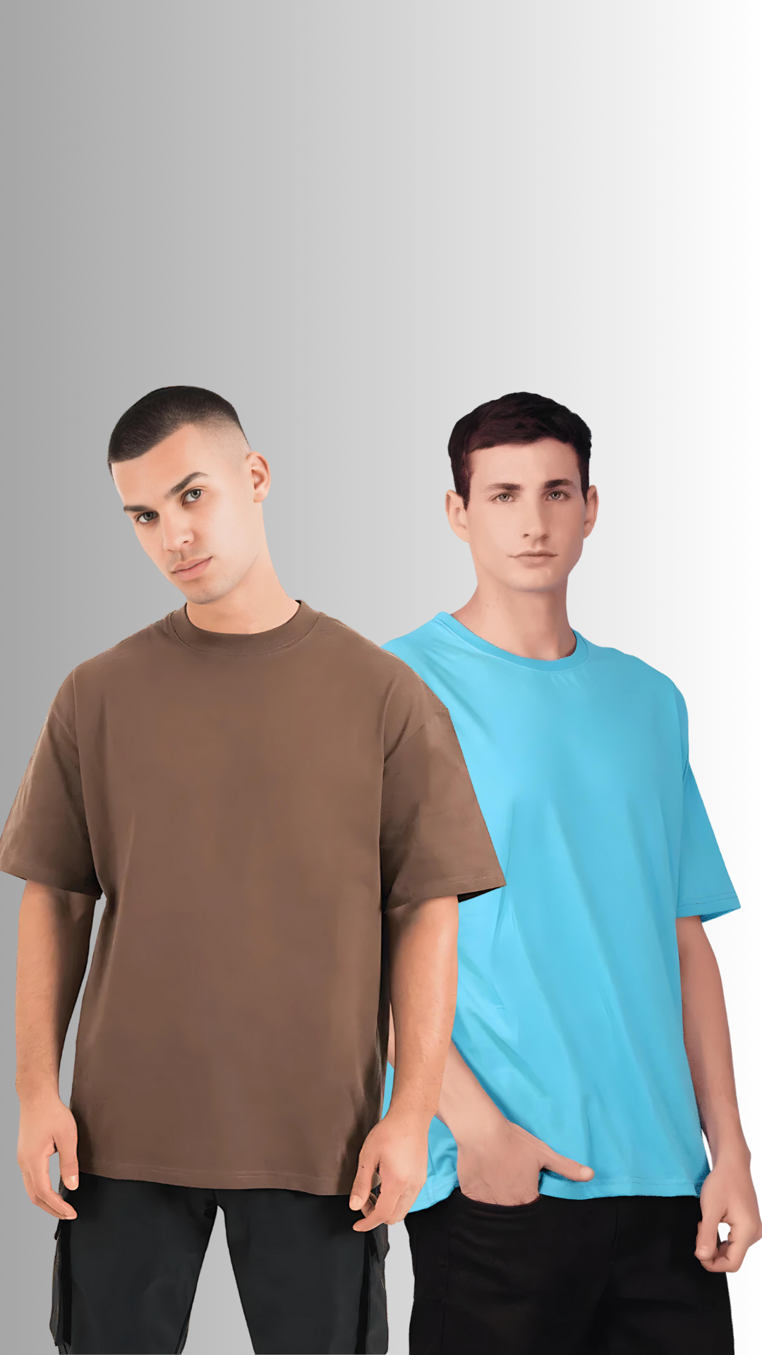 Pack Of 2 Oversized Tshirt Brown And Sky Blue