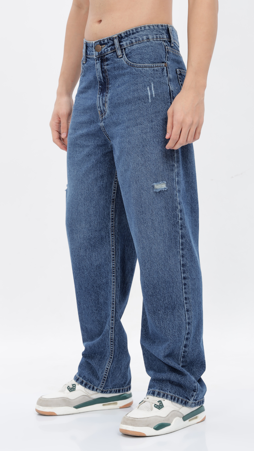 CLASSIC NALIED BLUE BAGGY FIT JEANS