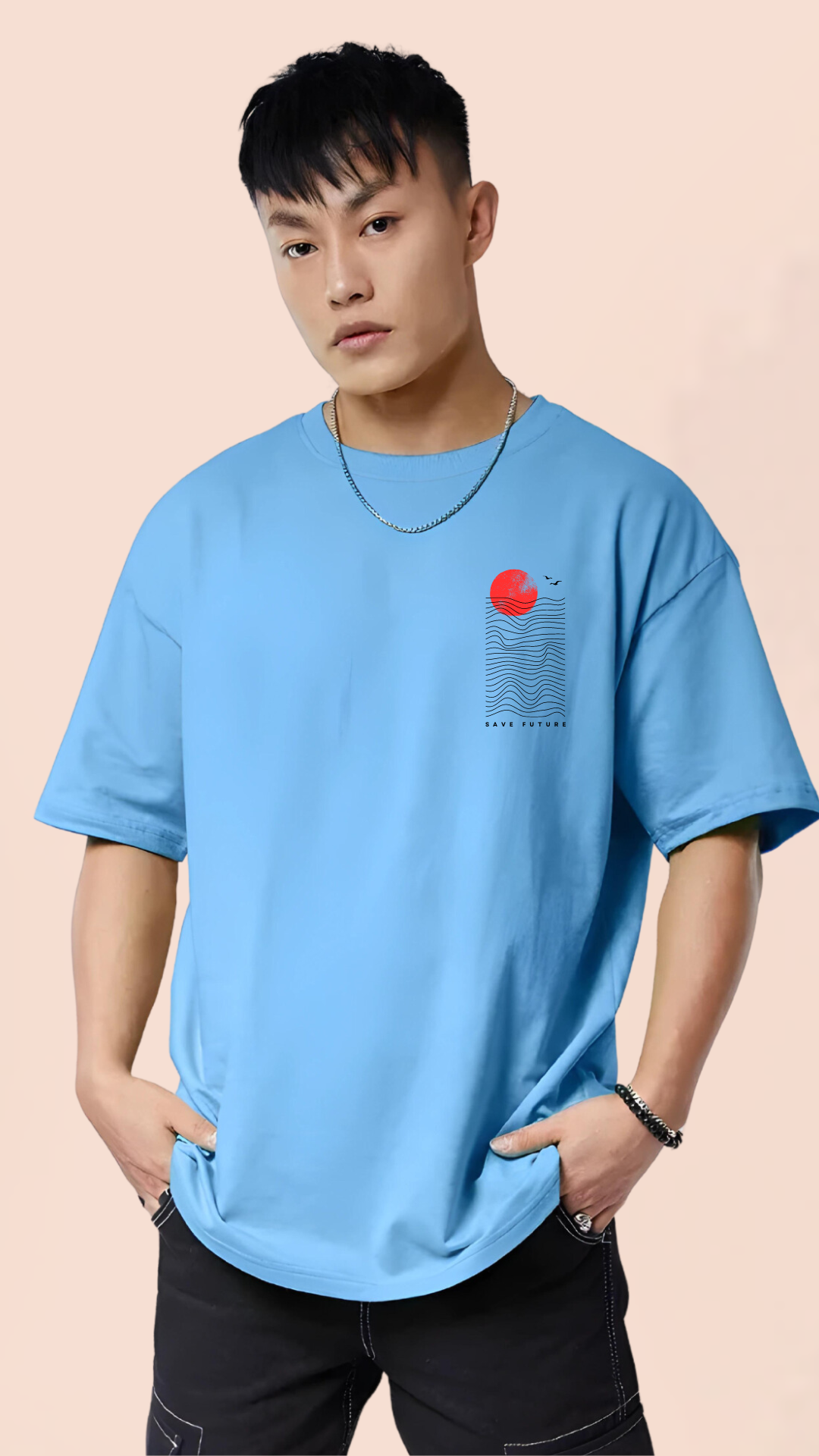 Future Sky Blue Oversized Tshirt