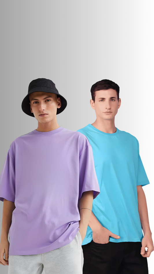 Pack Of 2 Oversized Tshirt Lavender And Sky Blue